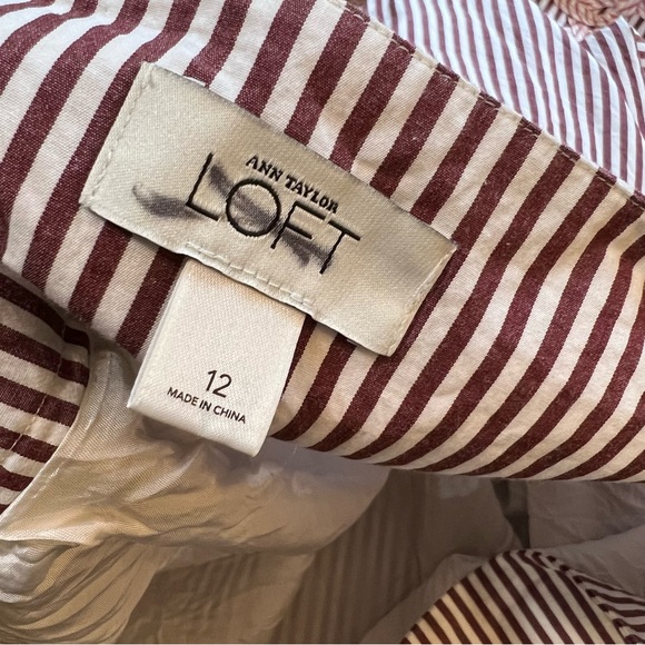 Ann Taylor LOFT Burgundy Stripe Floral Mesh Hem Skirt size 12 - Picture 4 of 8